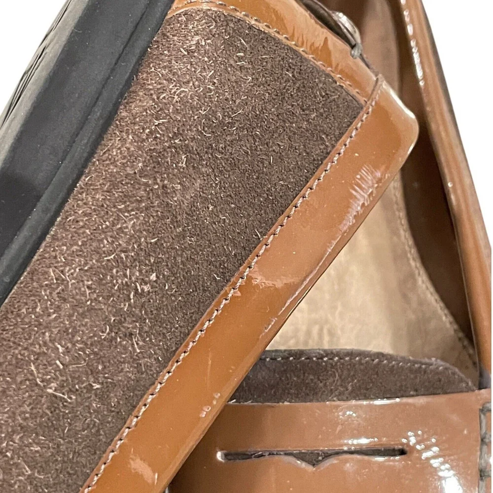 Antonio Melani Womens 6M Loafers Moccasin Two Tone Patent Suede Leather Slip On